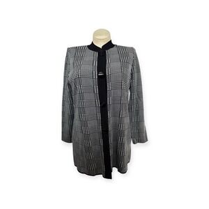 Women's Exclusively Misook Black & White Houndstooth Print Jacket 100%‎ Acrylic